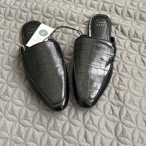 a. new day open back mules, black, size 7